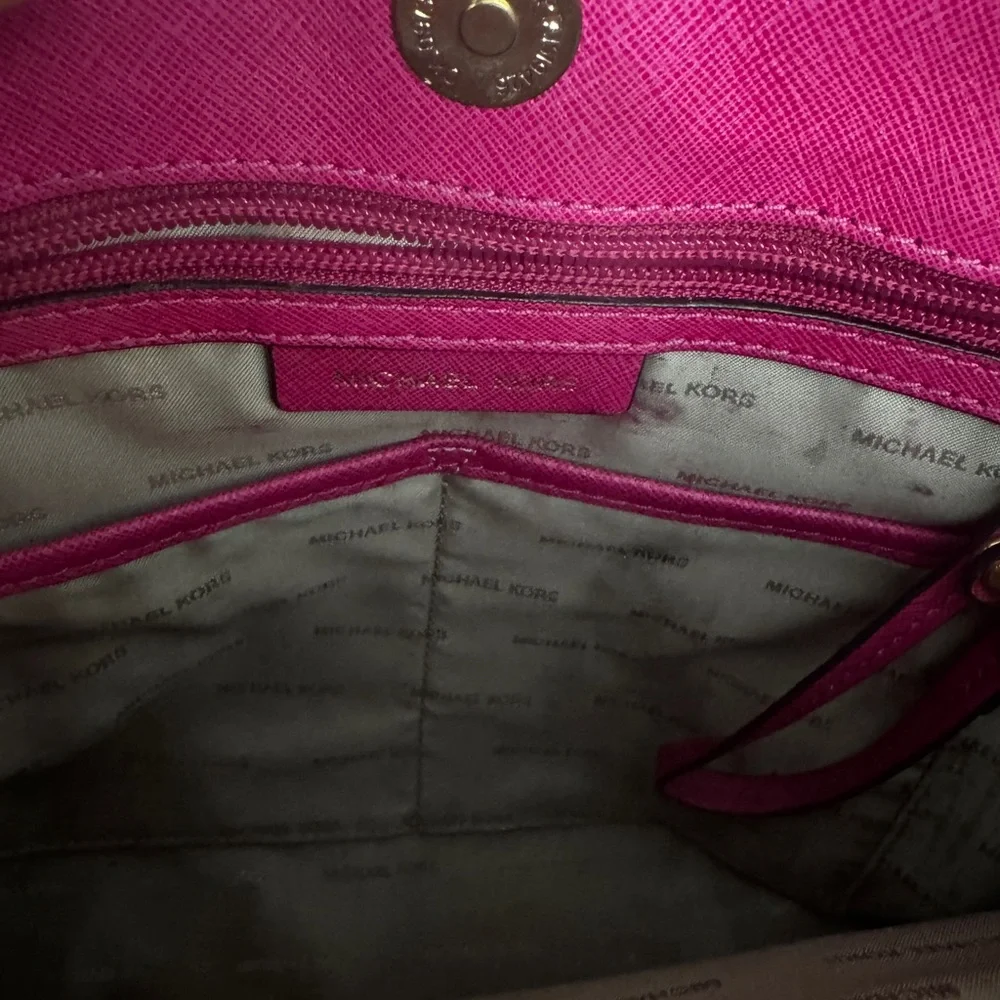 Michael Kors Fuchsia Saffiano Leather Satchel - Picture 6 of 9